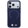 BMW M Carbon Printed Ring MagSafe dėklas, skirtas Apple iPhone 18 Pro / 17 Pro, tamsiai mėlynas