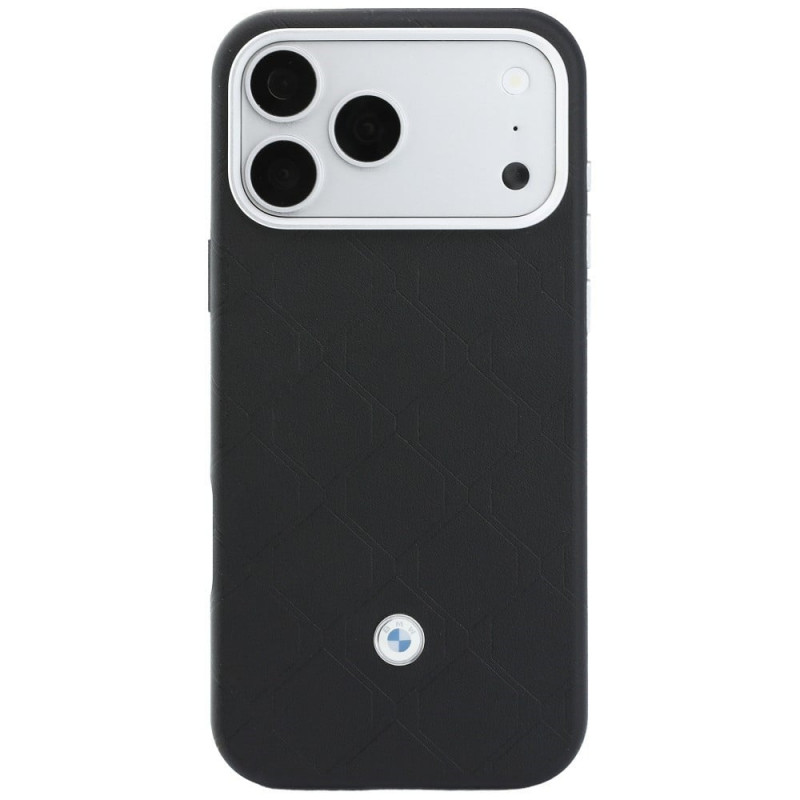 BMW Quilted Pattern Metal Logo dėklas ir piniginė-rinkinys Apple iPhone 18 Pro Max / 17 Pro Max, juodas