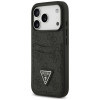 Guess 4G Double Card Triangle apsauginis dėklas, skirtas Apple iPhone 18 Pro / 17 Pro, juodas