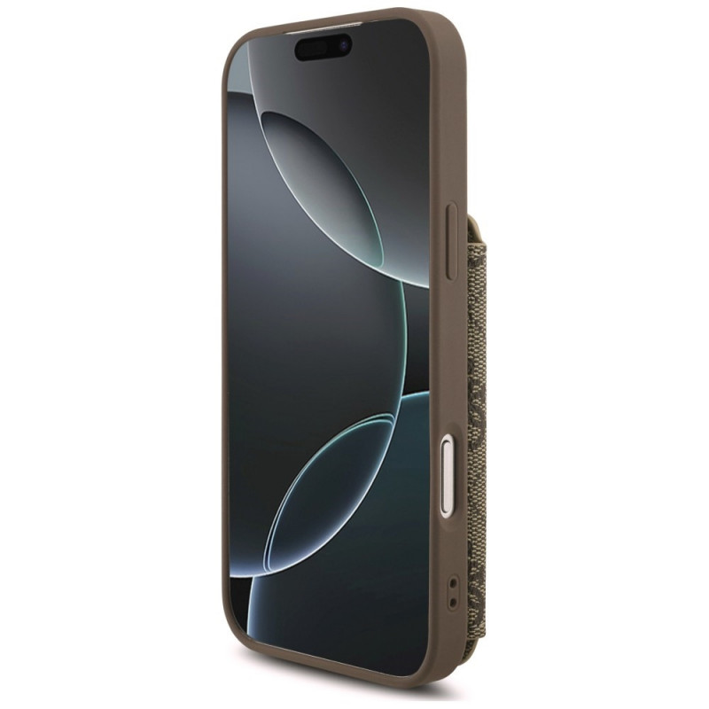 Guess 4G Cardslots & Magnetic Closure Crossbody dėklas, rudas, skirtas Apple iPhone 18 Pro Max / 17 Pro Max