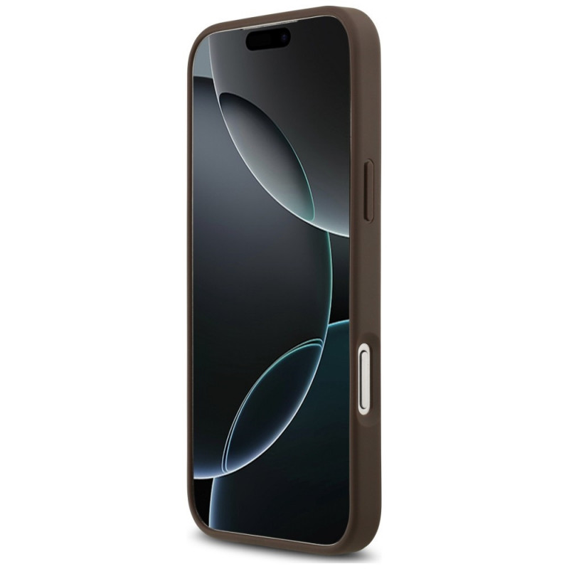Guess 4G Double Card Triangle dėklas Apple iPhone 18 Pro Max / 17 Pro Max, rudas