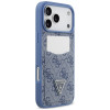 Guess 4G Double Card Triangle dėklas Apple iPhone 18 Pro Max / 17 Pro Max, mėlynas
