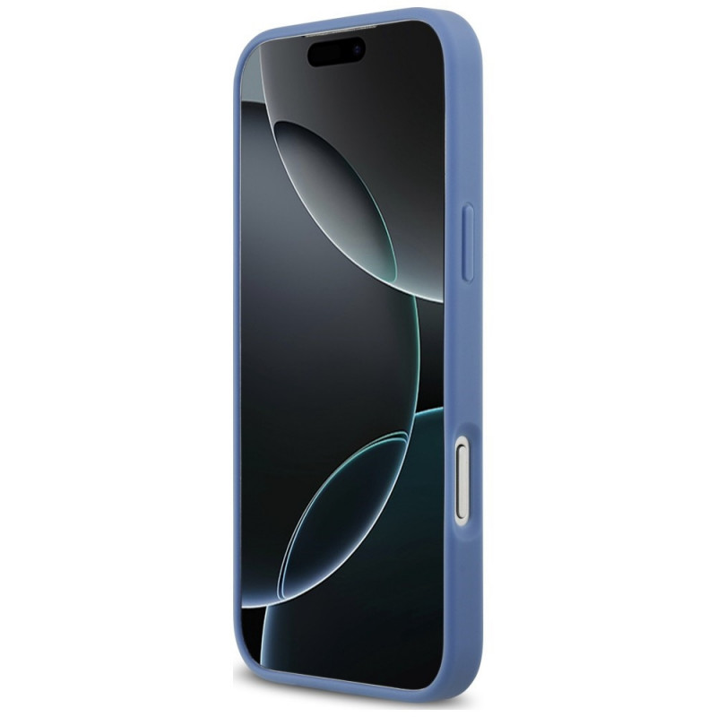 Guess 4G Double Card Triangle dėklas Apple iPhone 18 Pro Max / 17 Pro Max, mėlynas