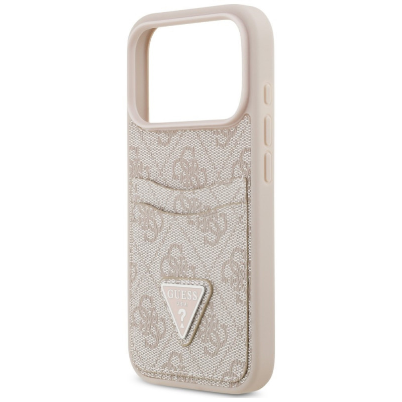 Guess 4G Double Card Triangle apsauginis dėklas Apple iPhone 18 Pro Max / 17 Pro Max, rausvas