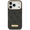 Guess 4G Logo Plate MagSafe dėklas, skirtas Apple iPhone 18 Pro / 17 Pro, juodas