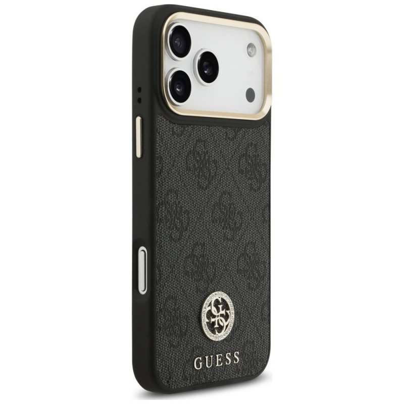 Guess 4G Strass Logo MagSafe dėklas, skirtas Apple iPhone 18 Pro Max / 17 Pro Max, juodas