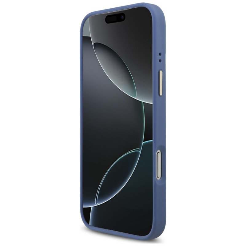 Guess 4G Strass Logo MagSafe dėklas, skirtas Apple iPhone 18 Pro Max / 17 Pro Max, mėlynas