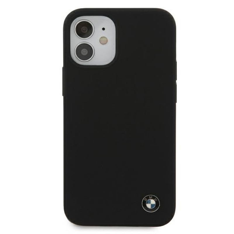 BMW BMHCP12SSILBK Silicone Signature dėklas su kietu korpusu Apple iPhone 12 mini, juodas