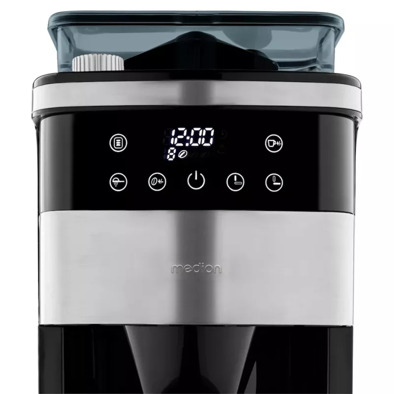 Medion MD 19911 filtravimo kavos aparatas su malūnėliu, termoso ąsotėliu, 1000 W, sidabrinis/juodas