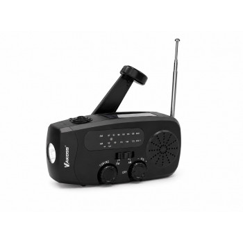 Vakoss FM-3660K FM/AM avarinis radijas su dinama, žibintuvėliu, power bank funkcija ir saulės baterija, 2000 mAh
