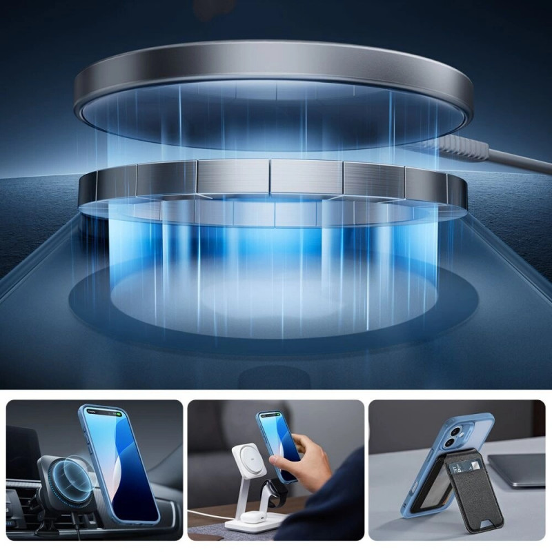 ESR Classic Pro Set HaloLock MagSafe dėklas su grūdintu stiklu skirtas Apple iPhone 16, Frosted Blue