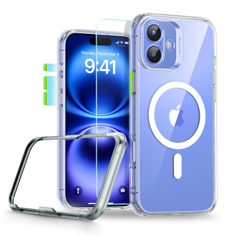 ESR Classic Pro Set HaloLock MagSafe dėklas su grūdintu stiklu, skirtas Apple iPhone 16, permatomas