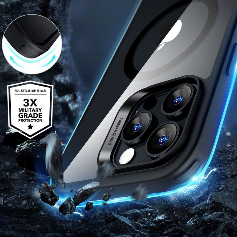 ESR Classic Hybrid HaloLock MagSafe dėklas su grūdintu stiklu, skirtas Apple iPhone 16 Pro Max, Clear/Black
