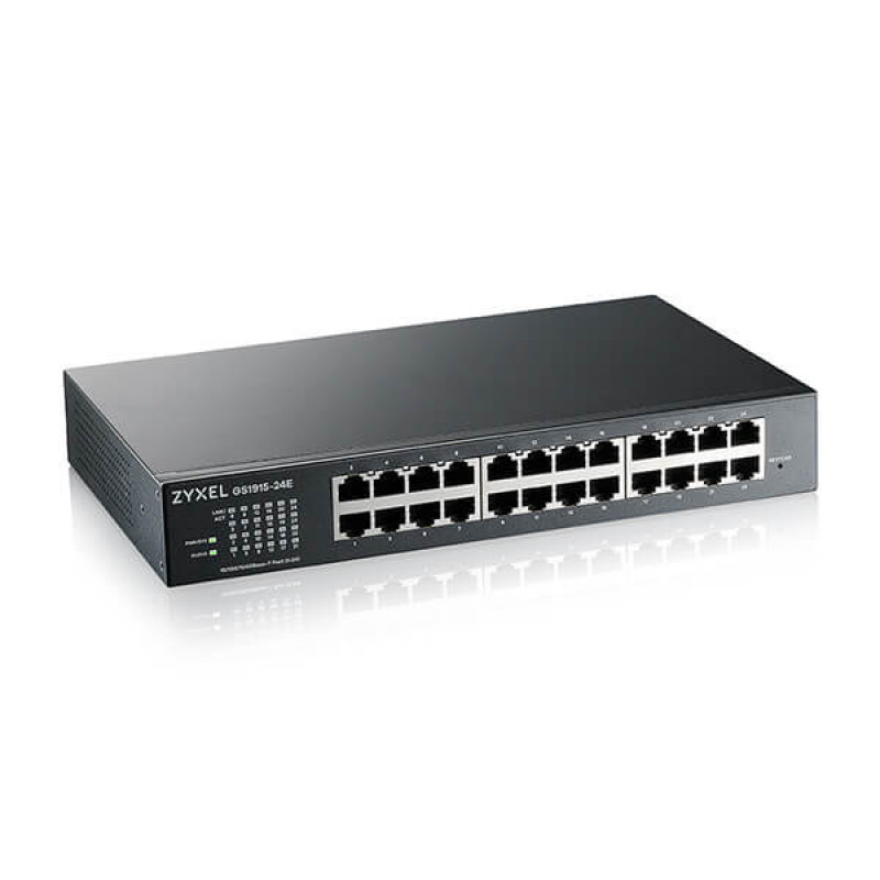 Zyxel GS1915-26v2 26 prievadų GbE išmanusis komutatorius, 24x GbE RJ45 ir 2x SFP, montuojamas į stelažą, be ventiliatoriaus (GS1915-26V2-EU0101F)