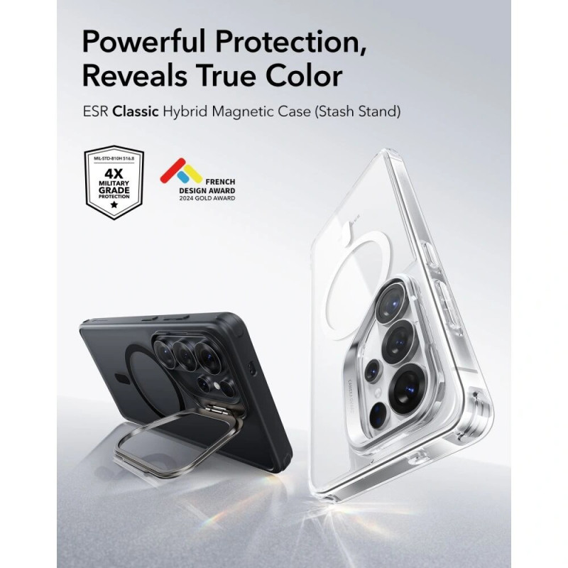ESR Classic Hybrid Kickstand MagSafe dėklas skirtas Samsung Galaxy S26 Ultra, Frosted Black