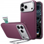 ESR Leather Kickstand MagSafe dėklas Apple iPhone 17 Pro / 18 Pro, Deep Burgundy