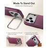 ESR Leather Kickstand MagSafe dėklas Apple iPhone 17 Pro / 18 Pro, Deep Burgundy