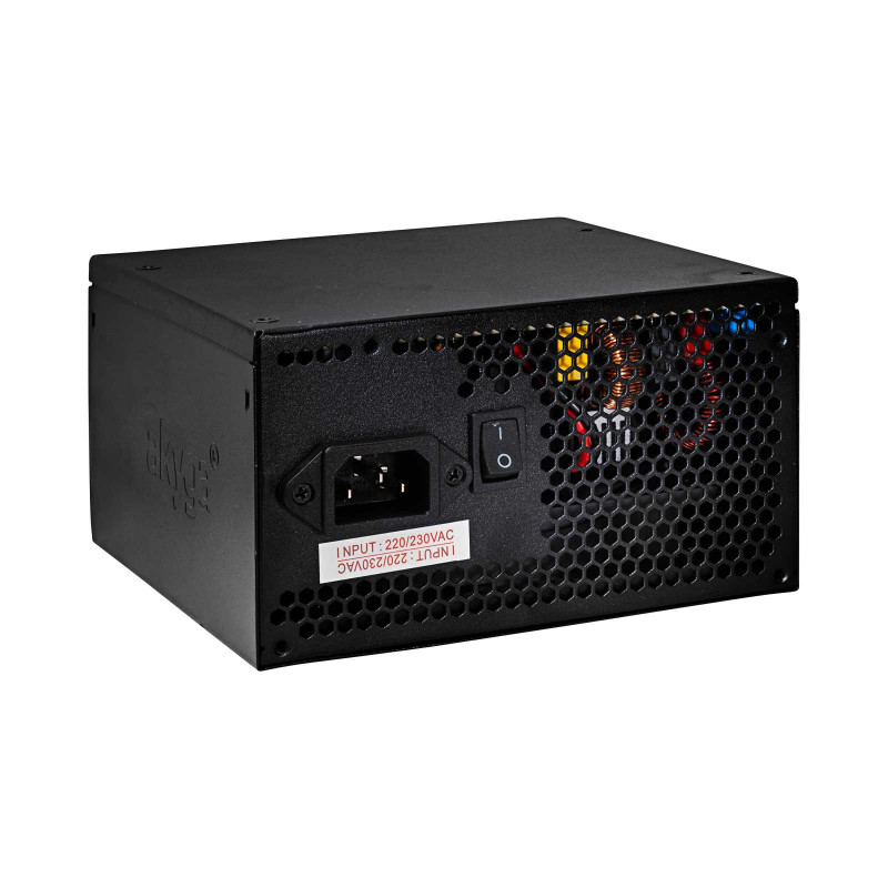 Akyga ATX maitinimo blokas 500 W AK-C2-500, pusiau modulinis, P4+4, 2x PCI-E 6+2 Pin, 4x SATA, 2x Molex, 12 cm ventiliatorius, 80 PLUS