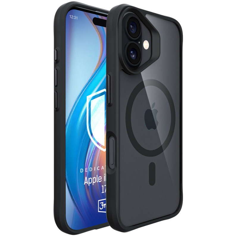 3MK Satin Armor MagCase dėklas, skirtas Apple iPhone 17, juodas