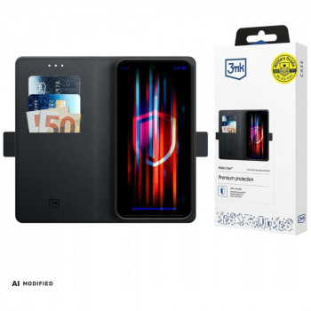3MK Wallet Case dėklas skirtas Redmi 15C 4G / 5G (171 mm) / Poco C85 4G, juodas