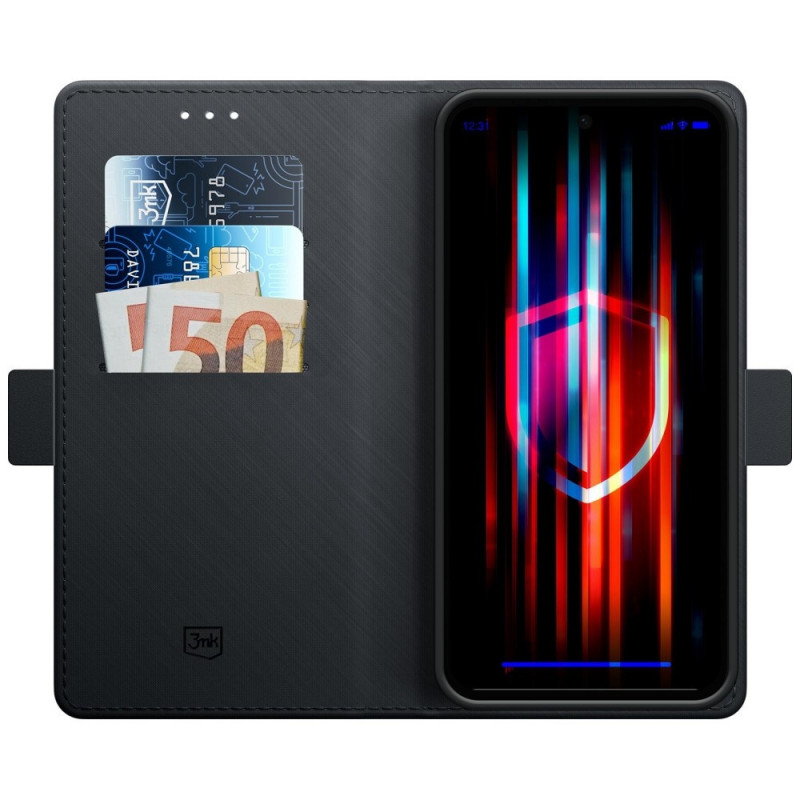 3MK Wallet Case dėklas Samsung Galaxy A27 5G telefonui, juodas