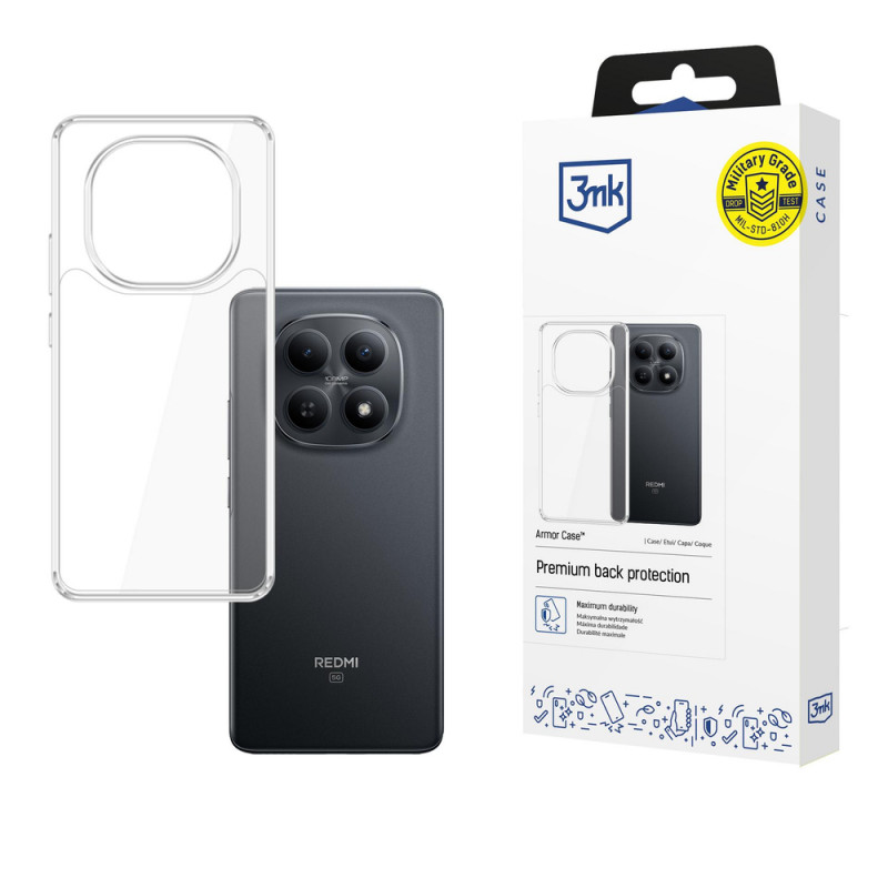3MK Armor Case išmaniojo telefono dėklas Xiaomi Redmi Note 15 4G / 5G, permatomas
