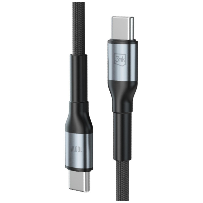 3MK Hyper Cable N-SERIES USB-C – USB-C kabelis, 1,5 m, 100 W, juodas