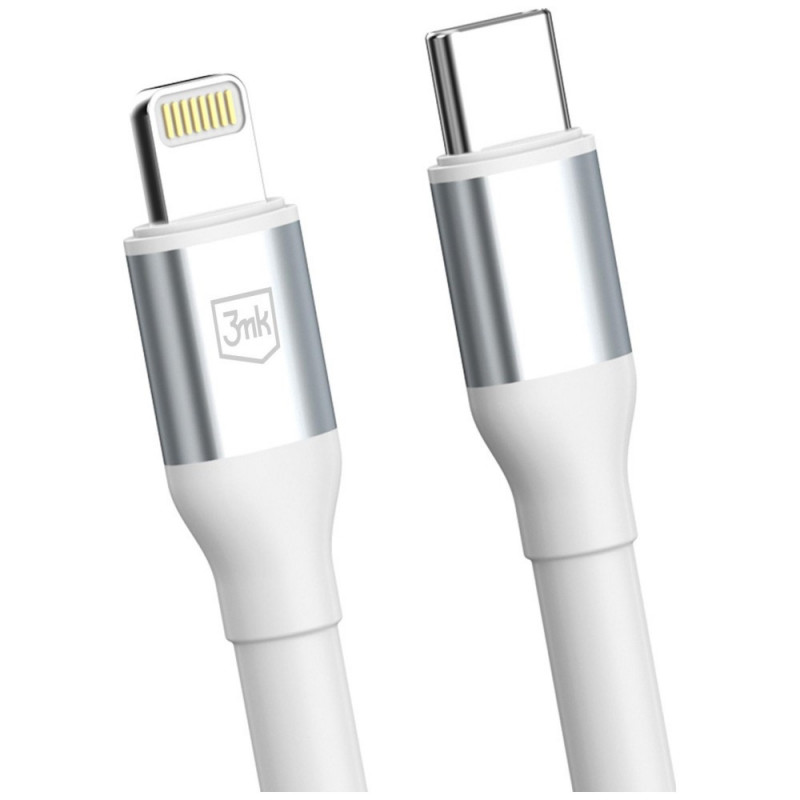 3MK Hyper Cable N-SERIES USB-C – Lightning kabelis, 1 m, 27 W, baltas