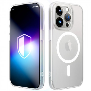 3MK Misty MagCase išmaniojo telefono dėklas, skirtas Apple iPhone 15 Pro Max, suderinamas su MagSafe, baltas