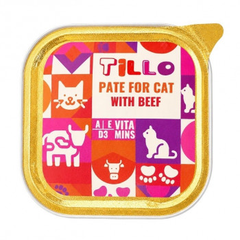 TILLO Pate Beef šlapias maistas katėms, 100 g