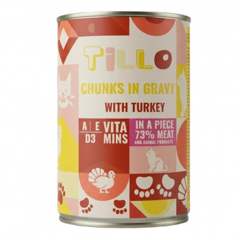 TILLO Chunks in gravy Turkey šlapias maistas katėms, 415 g
