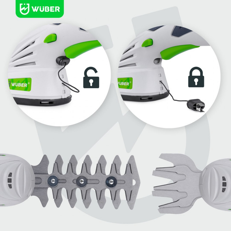 Belaidis 2 viename gyvatvorių ir žolės kirpimo įrankis Wuber W23320, 7,2 V, 120 mm pjovimo ilgis, USB-C