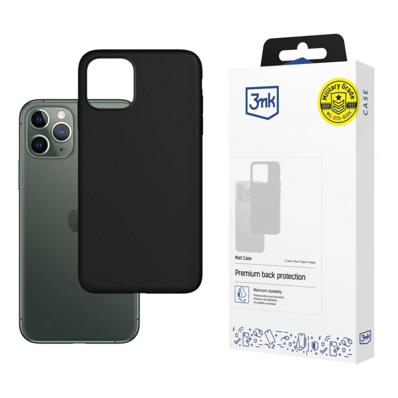 3MK Matt Case Apple iPhone 12/12 Pro išmaniojo telefono dėklas, juodas