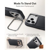 ESR Leather Kickstand MagSafe dėklas skirtas Apple iPhone 17 Pro Max / 18 Pro Max, juodas
