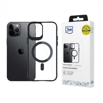 3MK Satin Armor MagCase su MagSafe, skirta Apple iPhone 12 Pro Max, permatomas su juodu rėmeliu