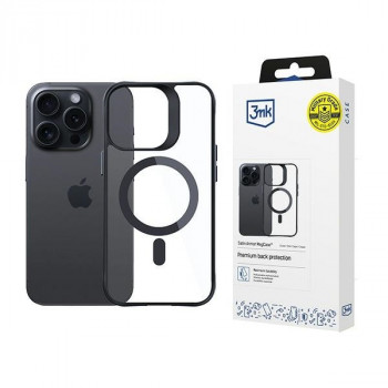 3MK Satin Armor MagCase su MagSafe, skirtas Apple iPhone 14 Pro Max, permatomas su juodu rėmu