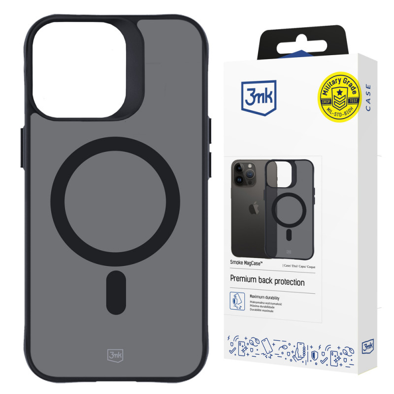 3MK Smoke MagCase su MagSafe, skirta Apple iPhone 15 Pro Max, pusiau permatomas (156061-0)