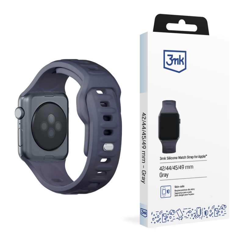 3mk silikoninis laikrodžio dirželis Apple Watch 42/44/45/49 mm, pilkas