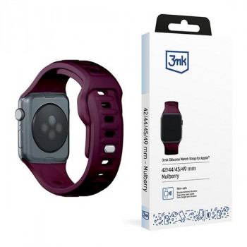 3mk silikoninis laikrodžio dirželis Apple Watch 42/44/45/49 mm, mulberry / burgundy