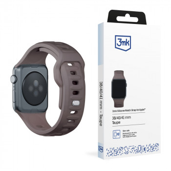 3mk silikoninis laikrodžio dirželis, skirtas Apple Watch 42/44/45/49 mm, taupe