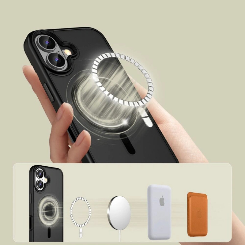 Tech-Protect MagMat MagSafe dėklas Apple iPhone 16, matinis juodas