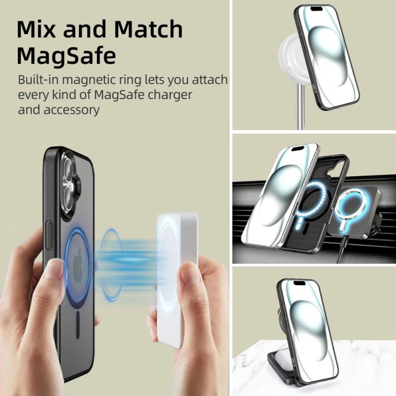 Tech-Protect MagMat MagSafe dėklas Apple iPhone 16, matinis juodas