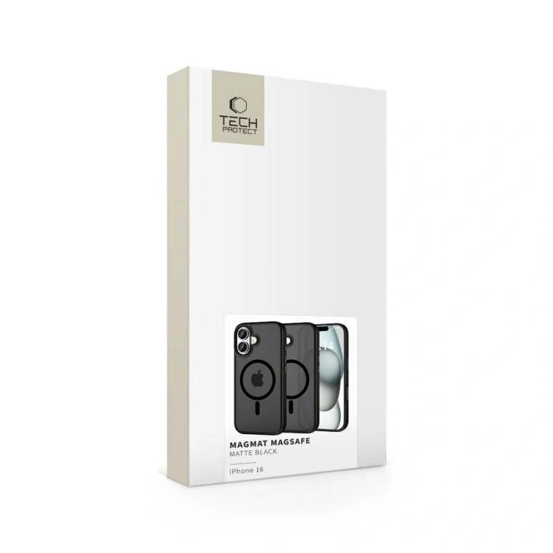Tech-Protect MagMat MagSafe dėklas Apple iPhone 16, matinis juodas