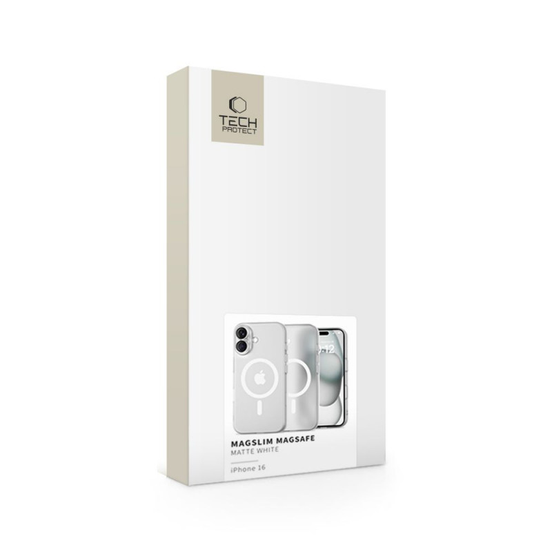 Tech-Protect MagSlim MagSafe Apple iPhone 16 dėklas, Matte/White