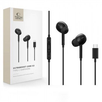 Tech-Protect Ultraboost Core G3 USB-C laidiniai ausinukai, juodi