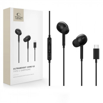 Tech-Protect Ultraboost Core G3 USB-C laidiniai ausinukai, juodi