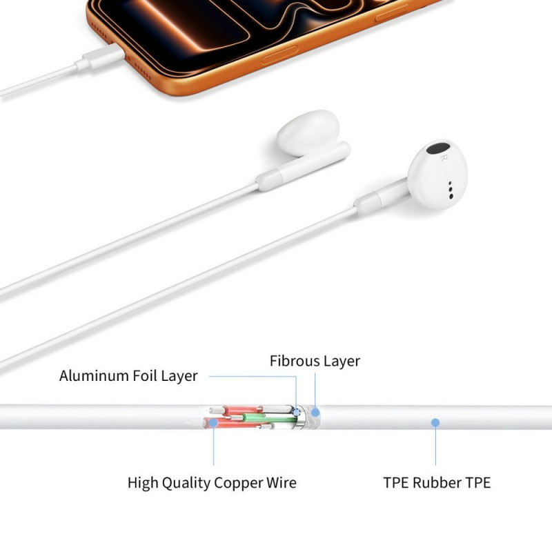 Tech-Protect Ultraboost Core G4 USB-C laidiniai ausinukai, balti
