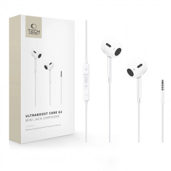Tech-Protect Ultraboost Core G2 ausinukai su Mini Jack 3.5 mm laidu, balti