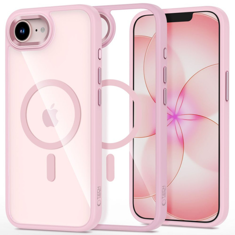 Tech-Protect Magmat MagSafe dėklas Apple iPhone 16e / 17e, Soft Pink/clear