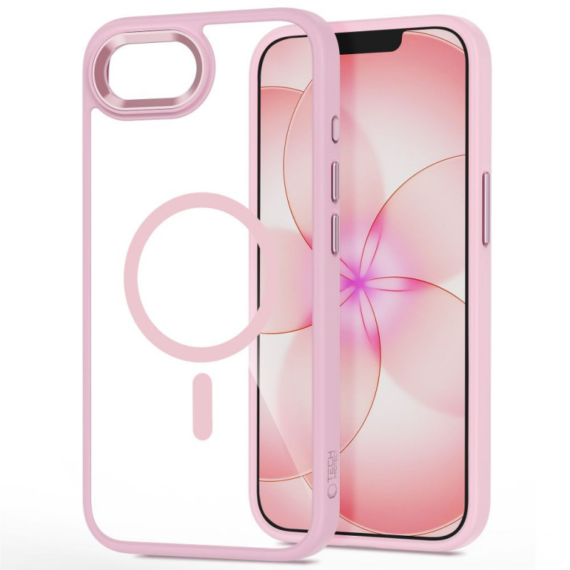 Tech-Protect Magmat MagSafe dėklas Apple iPhone 16e / 17e, Soft Pink/clear